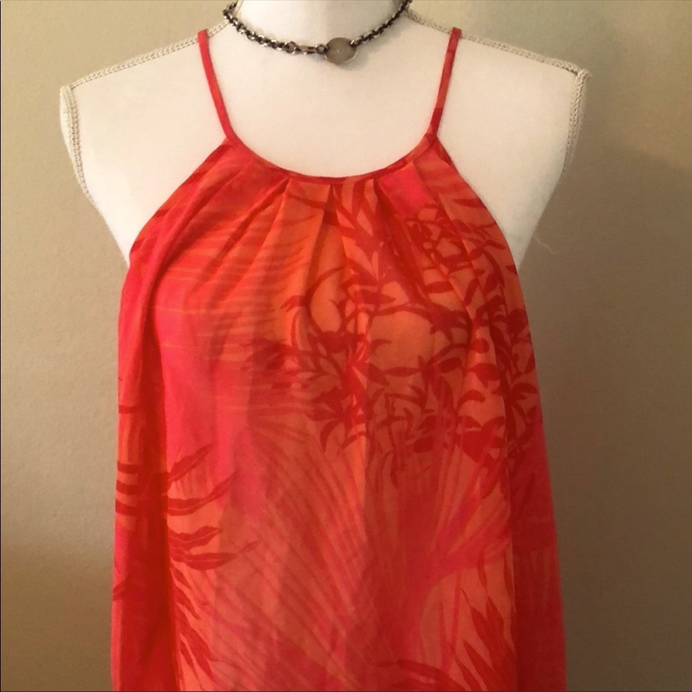 A|X ARMANI EXCHANGE Orange/Pink Tropical Tank, XS/TP